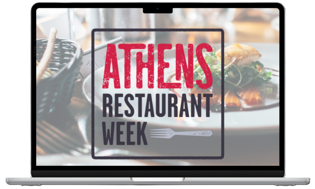 macbook screen that says "Athens Restaurnat Week"